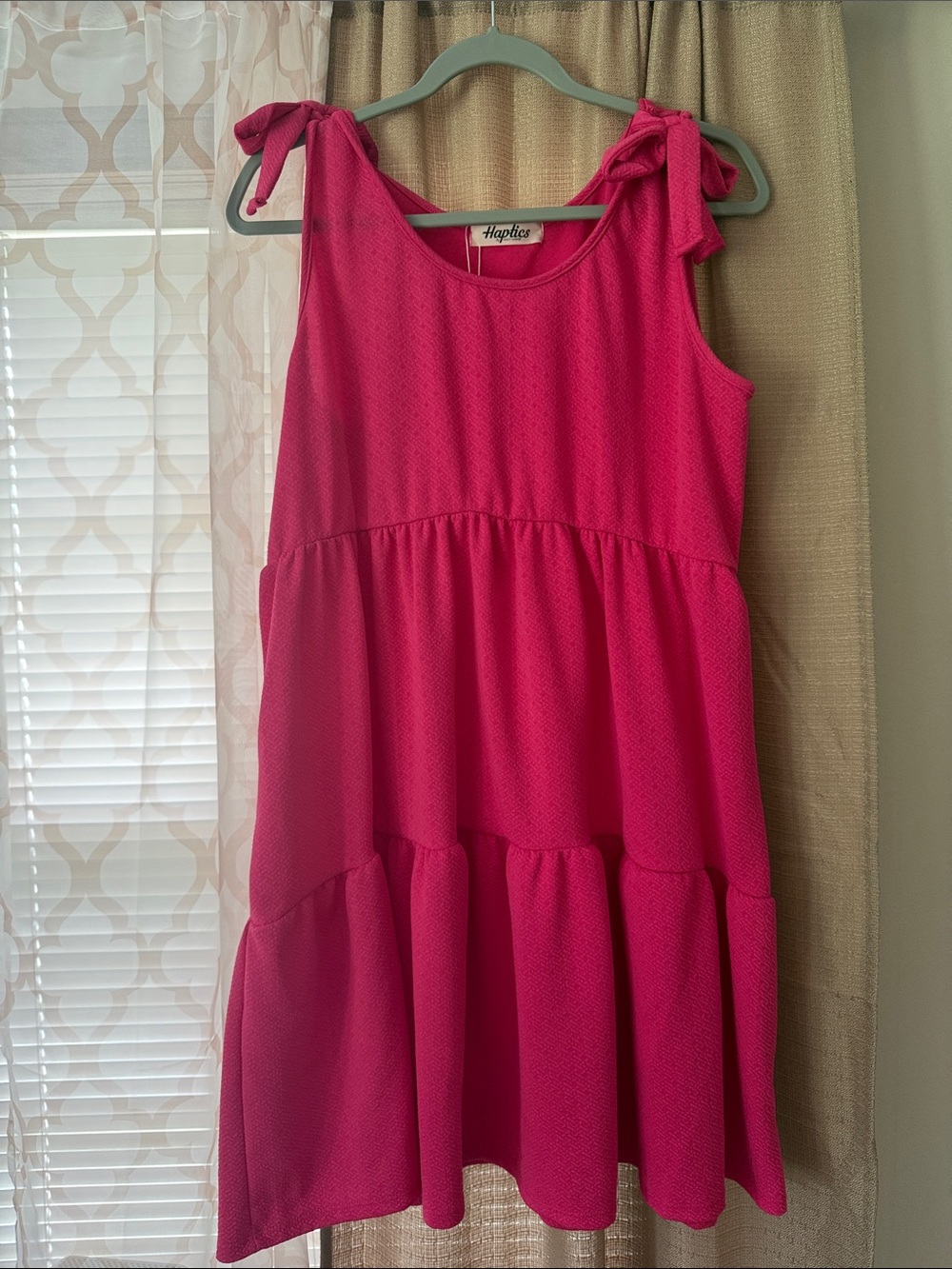 Hot Pink Boutique Tie-Shoulder Tiered Dress